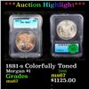 Image 1 : ***Auction Highlight*** 1881-s Colorfully Toned Morgan Dollar 1 Graded ms67 By ICG