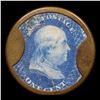 Image 2 : ***Auction Highlight*** 1862 Gault’s Encased Postage, EP-4A 1c Blue Franklin, Excellent Condition Gr