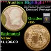 Image 1 : ***Auction Highlight*** Ultra Rare 1862 Gault’s Encased Postage EP-40 w/ Silvering 3c Burnett’s Extr