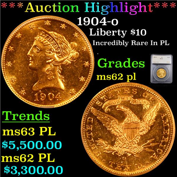 *HIGHLIGHT OF THE NIGHT* 1904-o Gold Liberty Eagle $10 Graded ms62 pl By SEGS (fc)