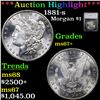 Image 1 : ***Auction Highlight*** 1881-s Morgan Dollar $1 Graded ms67+ By SEGS (fc)