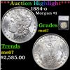 Image 1 : ***Auction Highlight*** 1884-o Morgan Dollar $1 Graded ms67 By SEGS (fc)