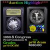 Image 1 : Proof ***Auction Highlight*** 1989-S Congress Modern Commem Dollar $1 Graded GEM++ Proof Deep Cameo 