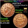 Image 1 : ***Auction Highlight*** 1819 N-8 Coronet Head Large Cent 1c Graded Select Unc BN By USCG (fc)