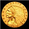 Image 2 : ***Auction Highlight*** 1908-p Gold Indian Quarter Eagle $2 1/2 Graded Select AU by USCG (fc)
