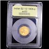 Image 4 : ***Auction Highlight*** 1908-p Gold Indian Quarter Eagle $2 1/2 Graded Select AU by USCG (fc)