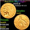 Image 1 : ***Auction Highlight*** 1925-d Gold Indian Quarter Eagle $2 1/2 Grades Select Unc (fc)