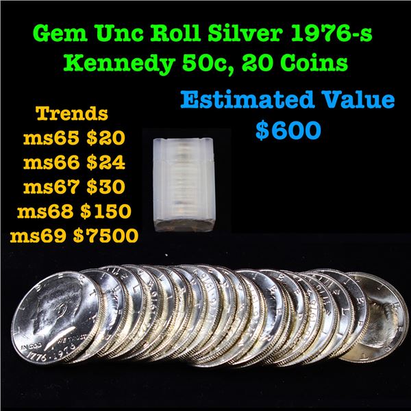 ***Auction Highlight*** Full Gem roll of Bi-Centennial 1976-s Silver Kennedy 50c, 20 Coins total Ken
