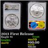 Image 1 : NGC 2013 First Release Silver Eagle Dollar $1 Graded ms70 By NGC
