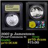 Image 1 : Proof 2007-p Jamestown Modern Commem Dollar $1 Graded GEM++ Proof Deep Cameo by USCG