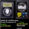 Image 1 : Proof 1993-S Jefferson Modern Commem Dollar $1 Graded GEM++ Proof Deep Cameo by USCG