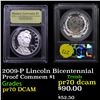 Image 1 : Proof 2009-P Lincoln Bicentennial Modern Commem Dollar $1 Graded GEM++ Proof Deep Cameo by USCG