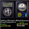 Image 1 : Proof 1995-p Olympic Blind Runner Modern Commem Dollar $1 Graded GEM++ Proof Deep Cameo By USCG