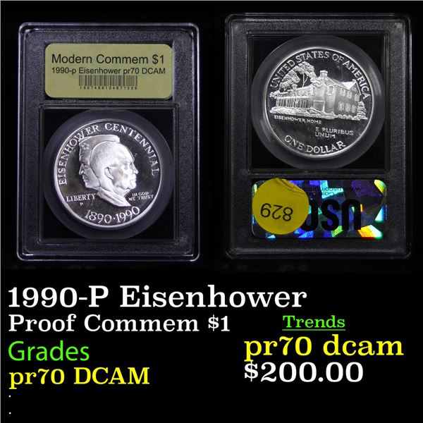 Proof 1990-P Eisenhower Modern Commem Dollar $1 Graded GEM++ Proof Deep Cameo by USCG