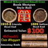 Image 1 : Mixed small cents 1c orig shotgun roll, 1918-s Wheat Cent, 1889 Indian cent other end, McDonald's Wr