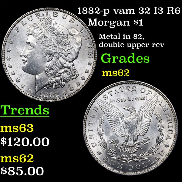 1882-p vam 32 I3 R6 Morgan Dollar $1 Grades Select Unc