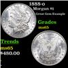 Image 1 : 1888-o Morgan Dollar $1 Grades GEM Unc