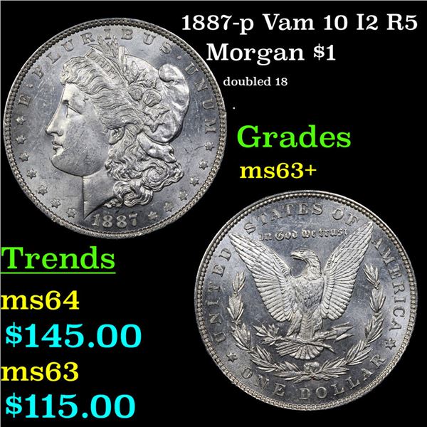 1887-p Vam 10 I2 R5 Morgan Dollar $1 Grades Select+ Unc