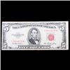 Image 2 : **Star Note** 1953 $5 Red Seal United State Note Grades vf++