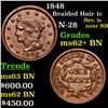Image 1 : 1848 Braided Hair Large Cent 1c Grades Select Unc BN