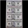 Image 2 : UNCUT MINT SHEET of 4x 2001 $5 Federal Reserve Notes All GEM Or Better