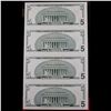 Image 3 : UNCUT MINT SHEET of 4x 2001 $5 Federal Reserve Notes All GEM Or Better