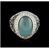 Image 2 : 14KT White Gold 9.14 ctw Aquamarine and Diamond Ring