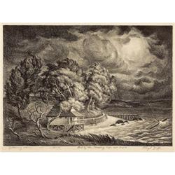 LLOYD GOFF, Early Texas Art lithograph, 1936