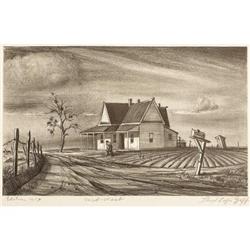 LLOYD GOFF, Early Texas Art litho, mid-1930s