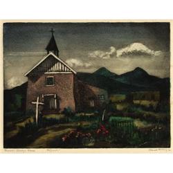 BLANCHE MCVEIGH, Early Texas Art, color etching