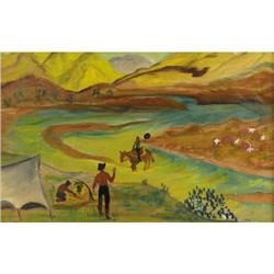 OPAL HAMON, Early Texas Art, oil/ab