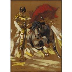 PORFIRIO SALINAS, Early Texas Art, gouache