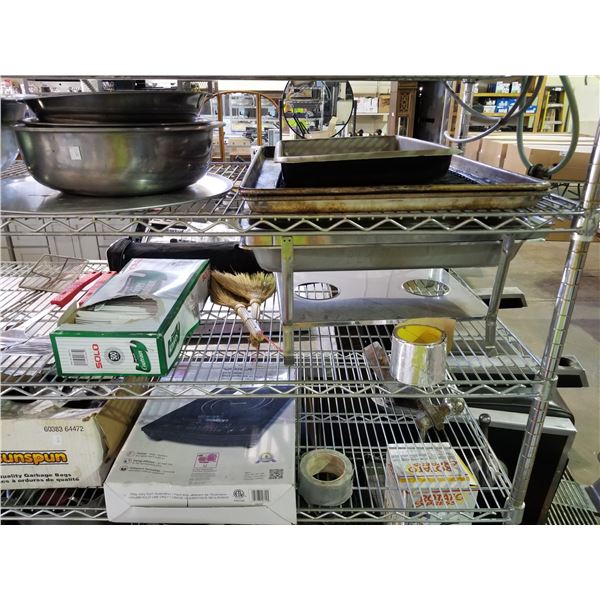 SALTON COOK TOP, COOKING POTS & PANS, PLASTIC KNIFES, BBQ UTENSILS, CUTLERY, ETC