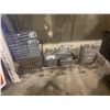 Image 1 : ASSORTED WIRED BASKETS, STAINLESS STEEL FOOD GRADE CONTAINERS, AND PLATE HOLDER