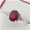 Image 2 : STERLING SILVER 9MM X 7MM NATURAL RUBY (2.53CT) &CZ RING