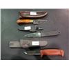 Image 1 : BENNETT CUSTOM 3.75" KNIFE, AG RUSSELL- 8A 4" KNIFE, MORAKNIV 3.5" KNIFE