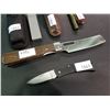 Image 2 : 3 ASSORTED KNIVES, SHARPENING STONE, ETC