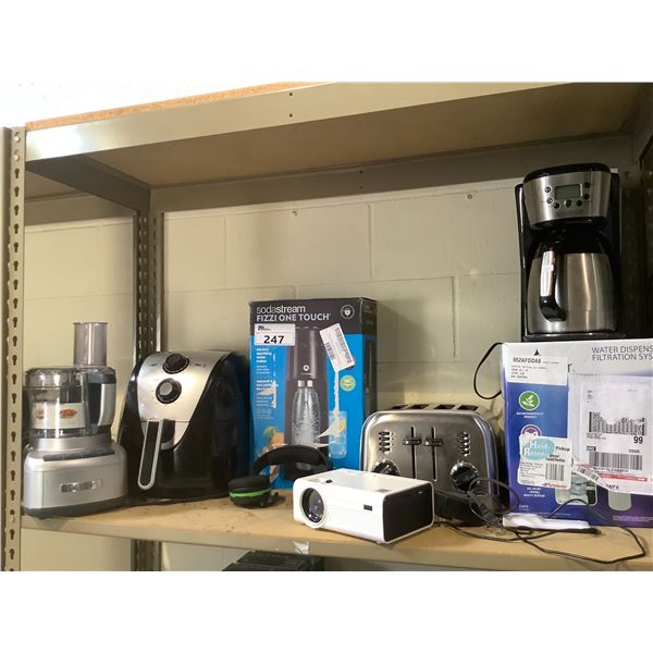 BLACK & DECKER COFFEE MACHINE, 4-SLICE TOASTER, WATER DISPENSER, CUISINART FOOD PROCESSOR,