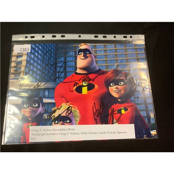 AUTOGRAPHED INCREDIBLES PHOTO WITH COA (SIGNED BY CRAIG T. NELSON, HOLLY HUNTER, SARAH VOWELL,