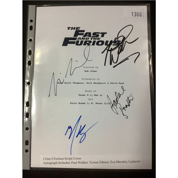 AUTOGRAPHED THE FAST AND THE FURIOUS SCRIPT COVER WITH COA (SIGNED BY PAUL WALKER, TYRESE GIBSON,