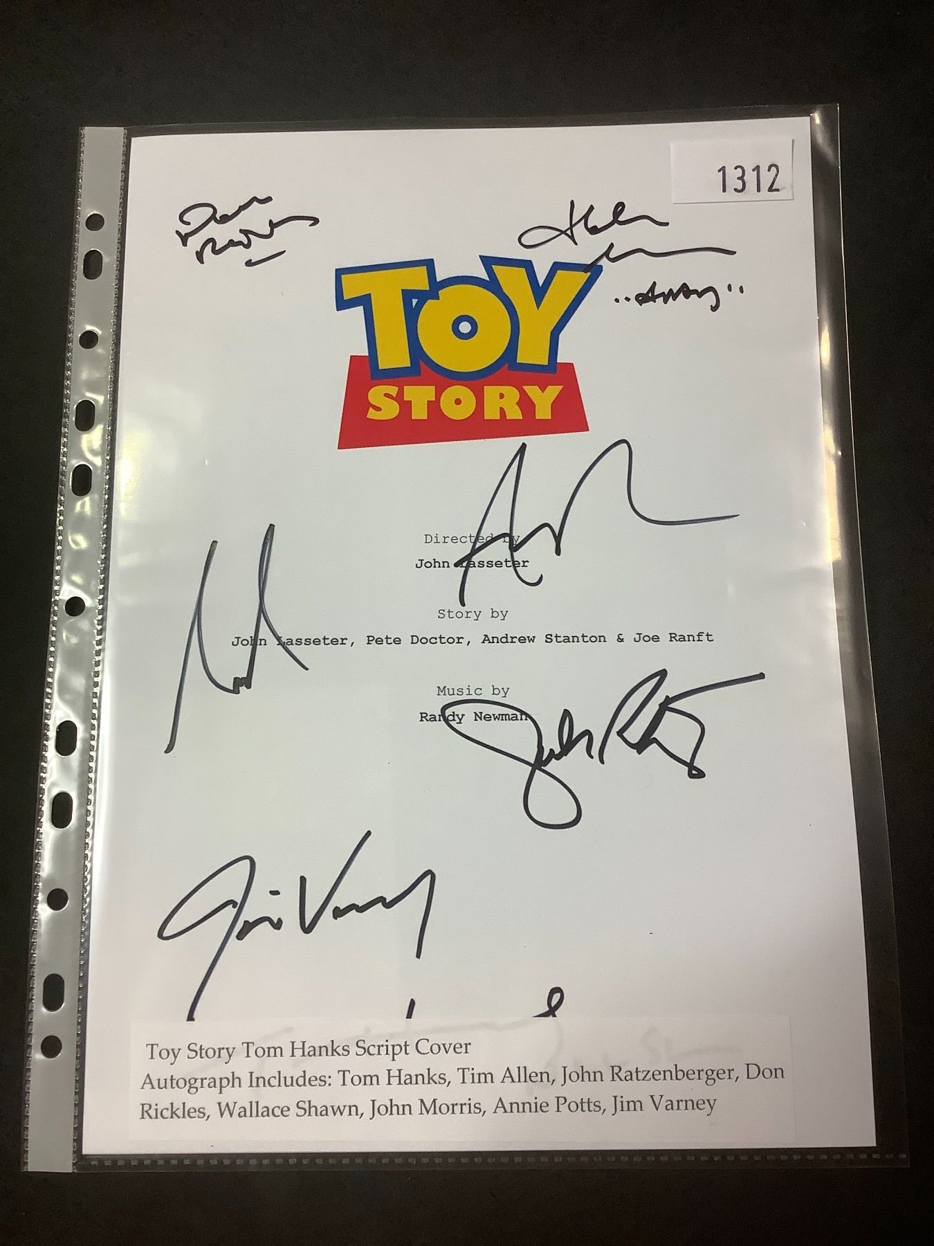 Tom Hanks Script With Notes AUTOGRAPHED TOY STORY SCRIPT COVER WITH COA (SIGNED BY TOM HANK, TIM ...