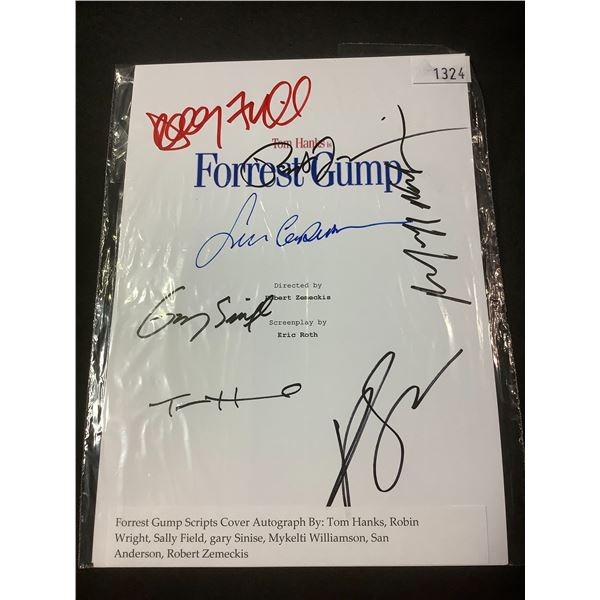 AUTOGRAPHED FORREST GUMP SCRIPT COVER WITH COA (SIGNED BY TOM HANKS, ROBIN WRIGHT, SALLY FIELD,