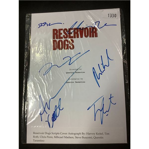 AUTOGRAPHED RESERVOIR DOGS SCRIPT COVER WITH COA (SIGNED BY HARVEY KEITEL, TIM ROTH, CHRIS PENN,