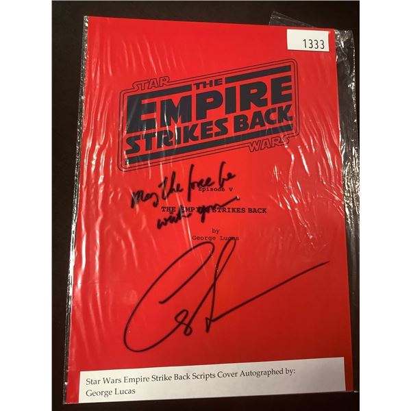 AUTOGRAPHED STAR WARS EMPIRE STRIKES BACK SCRIPT COVER WITH COA (SIGNED BY GEORGE LUCAS)