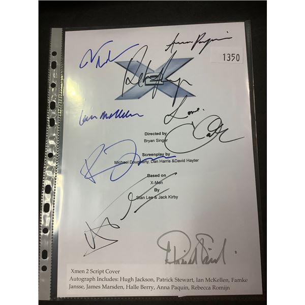 AUTOGRAPHED XMEN 2 SCRIPT COVER WITH COA (SIGNED BY HUGH JACKSON, PATRICK STEWART, IAN MCKELLEN,