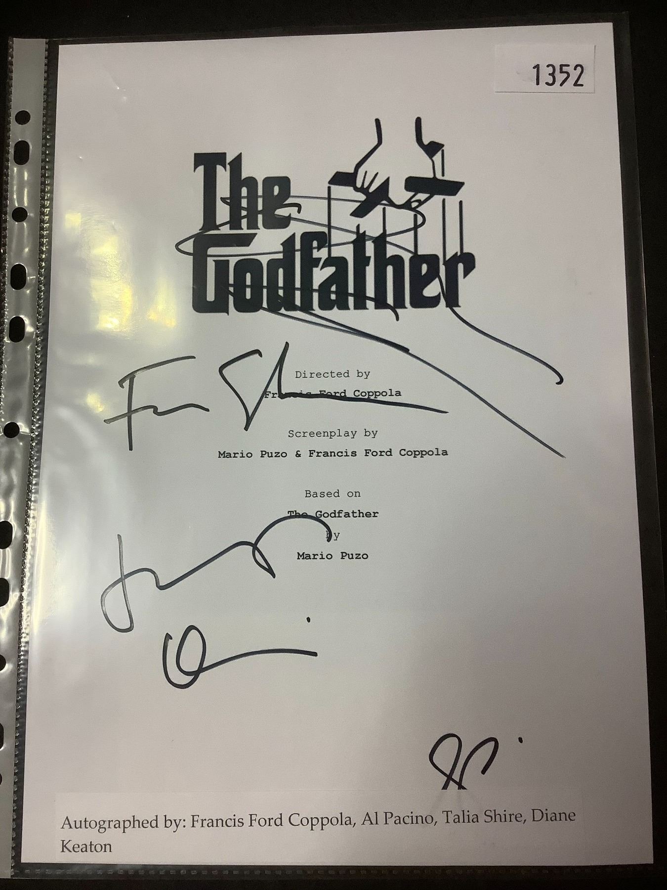 Godfather Signed Script AUTOGRAPHED THE GODFATHER SCRIPT COVER WITH COA (SIGNED BY FRANCIS FORD ...