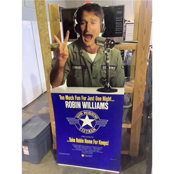 ROBIN WILLIAMS "GOOD MORNING VIETNAM" CARDBOARD MOVIE DISPLAY & INSTRUCTIONS (31.25" X 74")