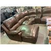 Image 2 : LARGE BROWN RECLINING SECTIONAL SOFA WITH STORAGE & CUP HOLDERS CONDITIONS ISSUES