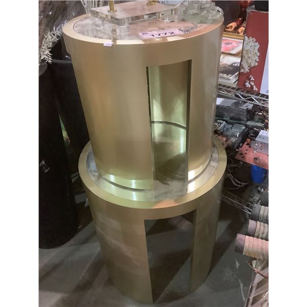 2 ROUND MIRROR TOP SIDE TABLES