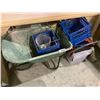 Image 1 : WHEELBARROW & ASSORTED CRATES/BINS